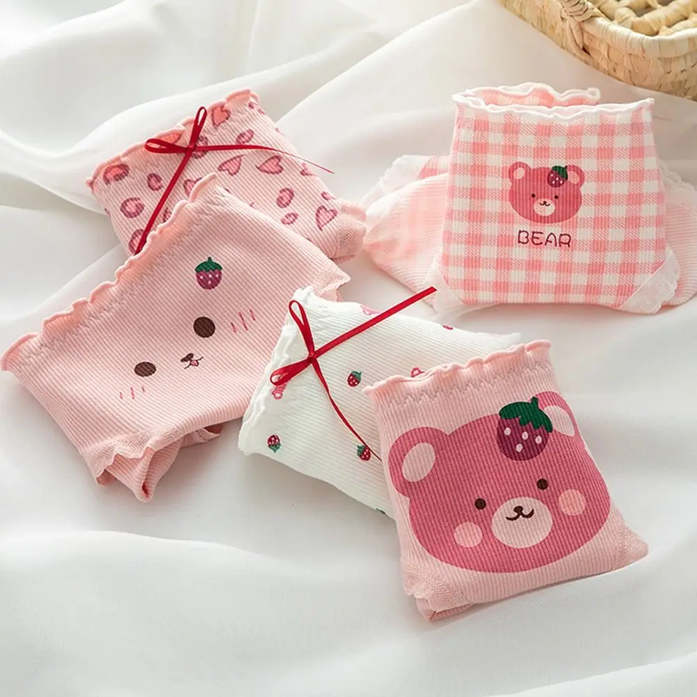 For Women Love Heart Middle-waist For Girls Cotton Cartoon Plaid Thong Strawberry Bear Panties Briefs Female Lingeries 
For Women Love Heart Middle-waist For Girls Cotton Cartoon Plaid Thong Strawberry Bear Panties Briefs Female Lingeries