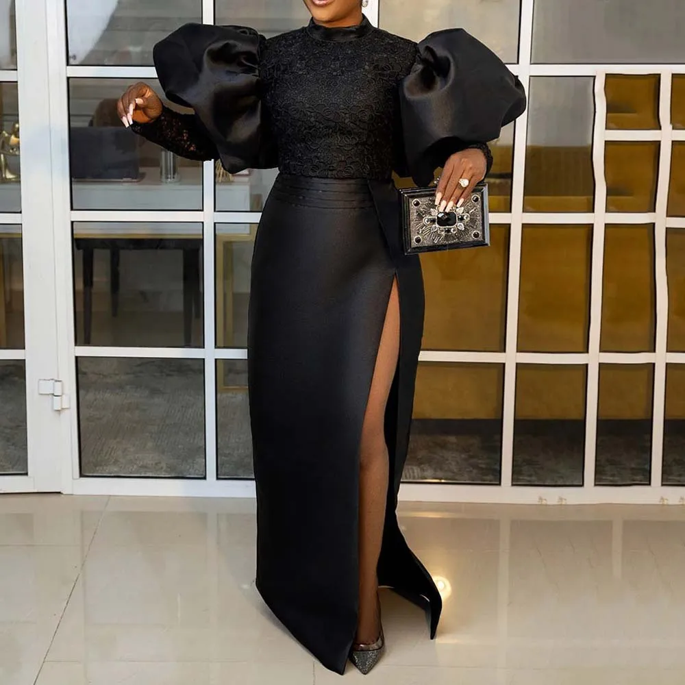 Black Party Dresses Women Lace Patchwork Ruffle Sleeve Sexy High Slit Dress Formal Celebrity Events Maxi Dress 2022 New
Black Party Dresses Women Lace Patchwork Ruffle Sleeve Sexy High Slit Dress Formal Celebrity Events Maxi Dress 2022 New