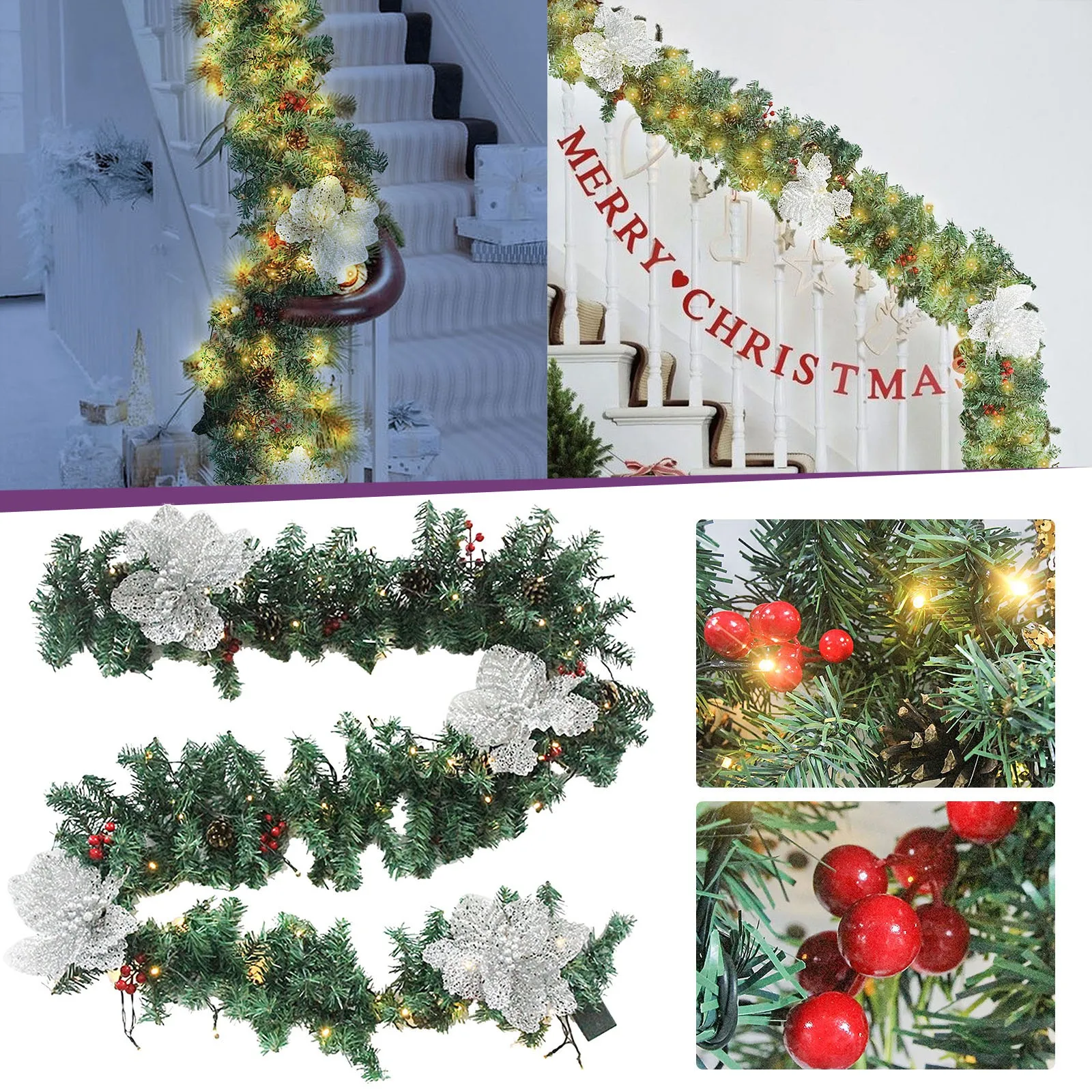 Flower Rattan Decoration Vine Staircase Artificial Christmas Wreath Christmas Tree String Home Decor Front Pack
Flower Rattan Decoration Vine Staircase Artificial Christmas Wreath Christmas Tree String Home Decor Front Pack