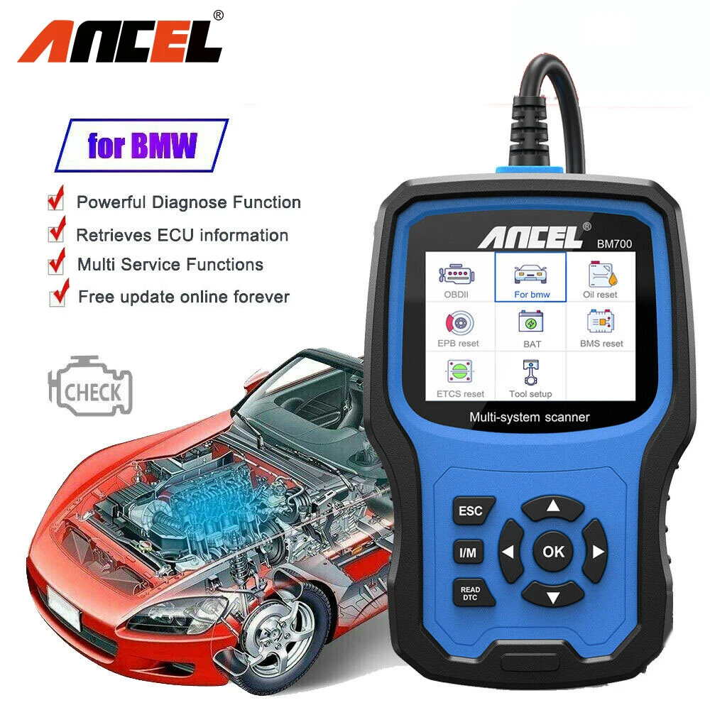 Ancel BM700 Car Diagnostic Tool Full System OBD2 Scanner Auto Code Reader Oil Battery EPB TPMS Reset OBD2 Automotive Scanner
Ancel BM700 Car Diagnostic Tool Full System OBD2 Scanner Auto Code Reader Oil Battery EPB TPMS Reset OBD2 Automotive Scanner