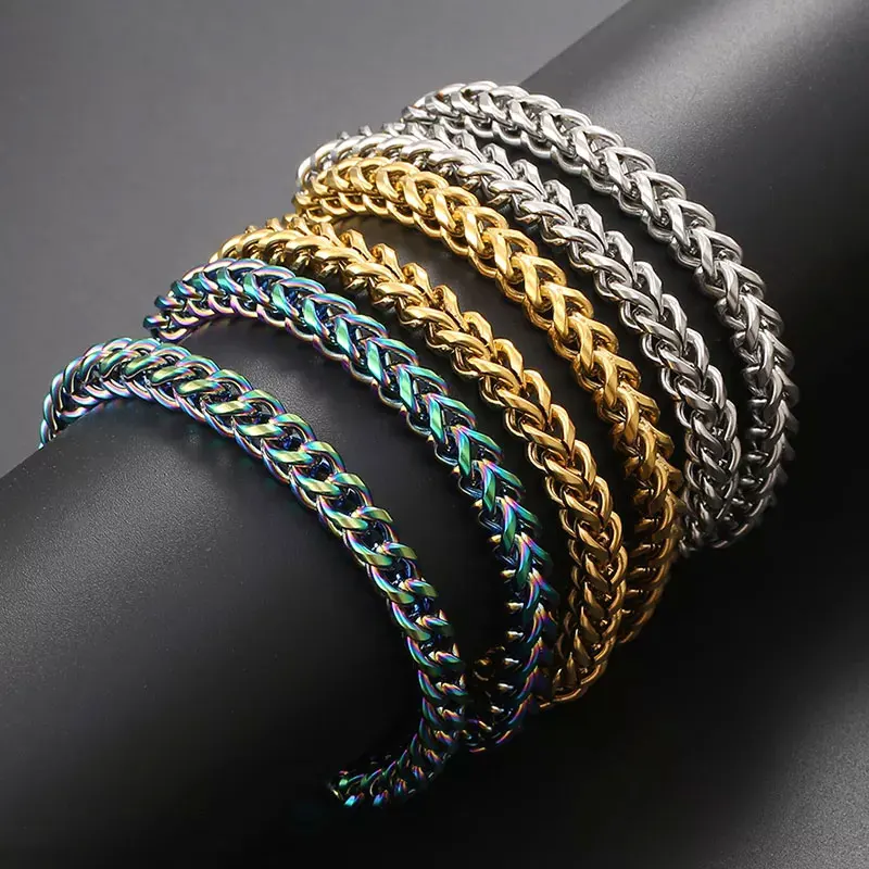 6mm Wide 7-9 Inches Long Franco Chain Fashion Jewelry Stainless Steel Wheat Chain Hiphop Bracelect For Men Women
6mm Wide 7-9 Inches Long Franco Chain Fashion Jewelry Stainless Steel Wheat Chain Hiphop Bracelect For Men Women