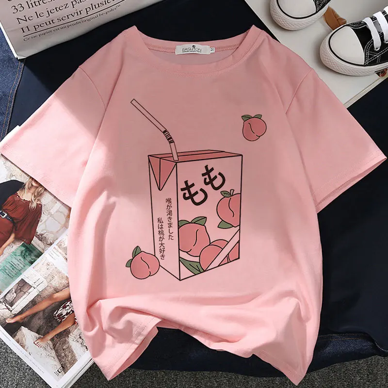 Japan Peach Juice Graphic Print T-shirt Women Harajuku Aesthetic Pink Tops Tshirt Tee 2021 New Summer Fashion Y2k Female T Shirt
Japan Peach Juice Graphic Print T-shirt Women Harajuku Aesthetic Pink Tops Tshirt Tee 2021 New Summer Fashion Y2k Female T Shirt