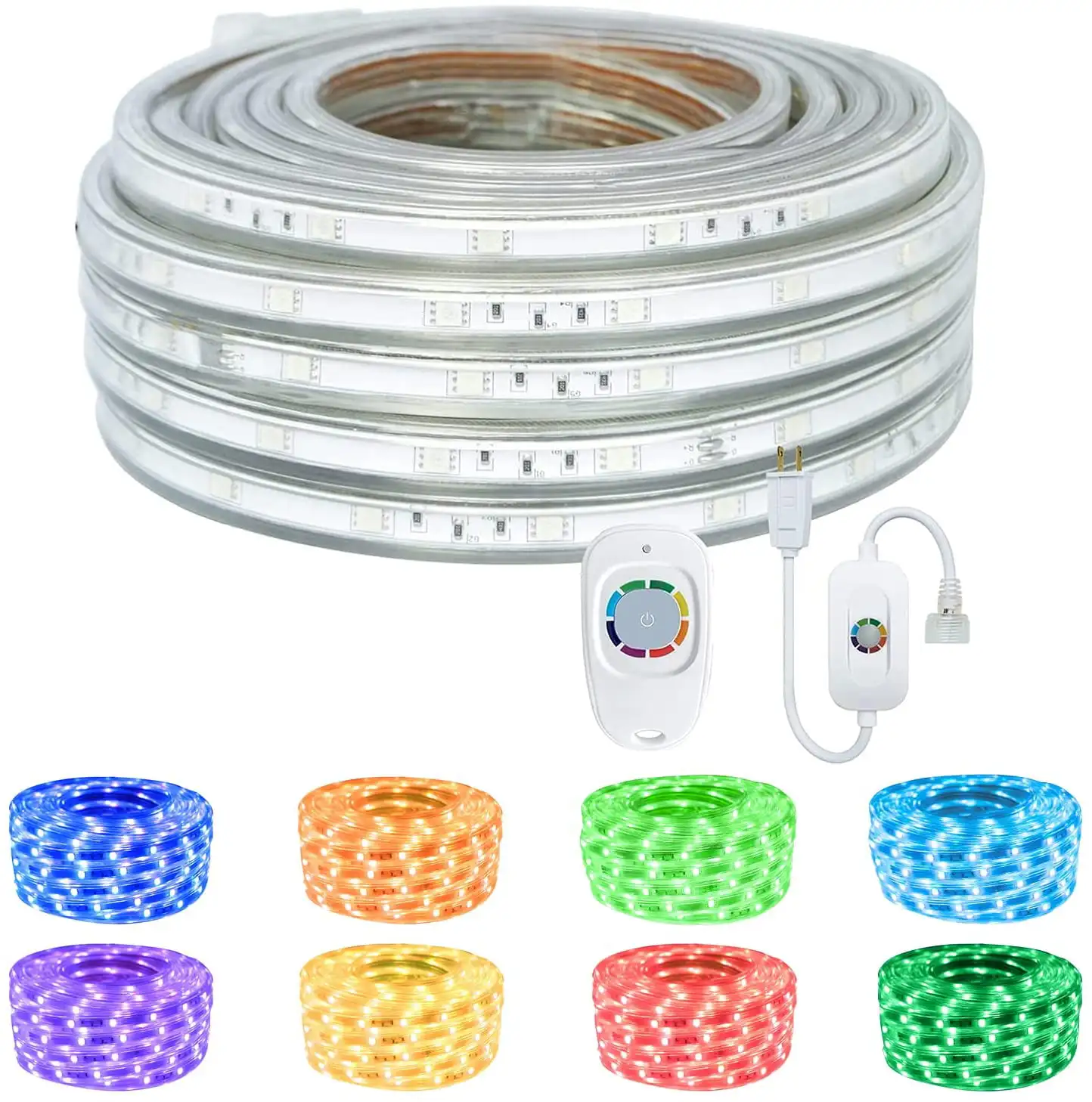 HMTX LED Rope Lights 50ft Waterproof 110V RGB Strip Light, Color Changing Rope Lighting with Remote Control, 8 Colors and Multi
HMTX LED Rope Lights 50ft Waterproof 110V RGB Strip Light, Color Changing Rope Lighting with Remote Control, 8 Colors and Multi