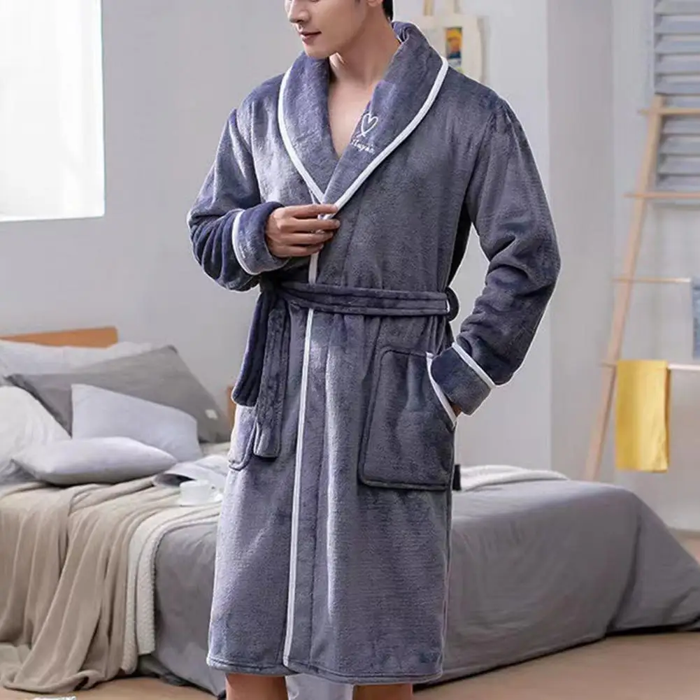 

Nightgown Lengthened After Bathing Home Wear Sleeping Winter Nightgown Men Bathrobe for Bedroom