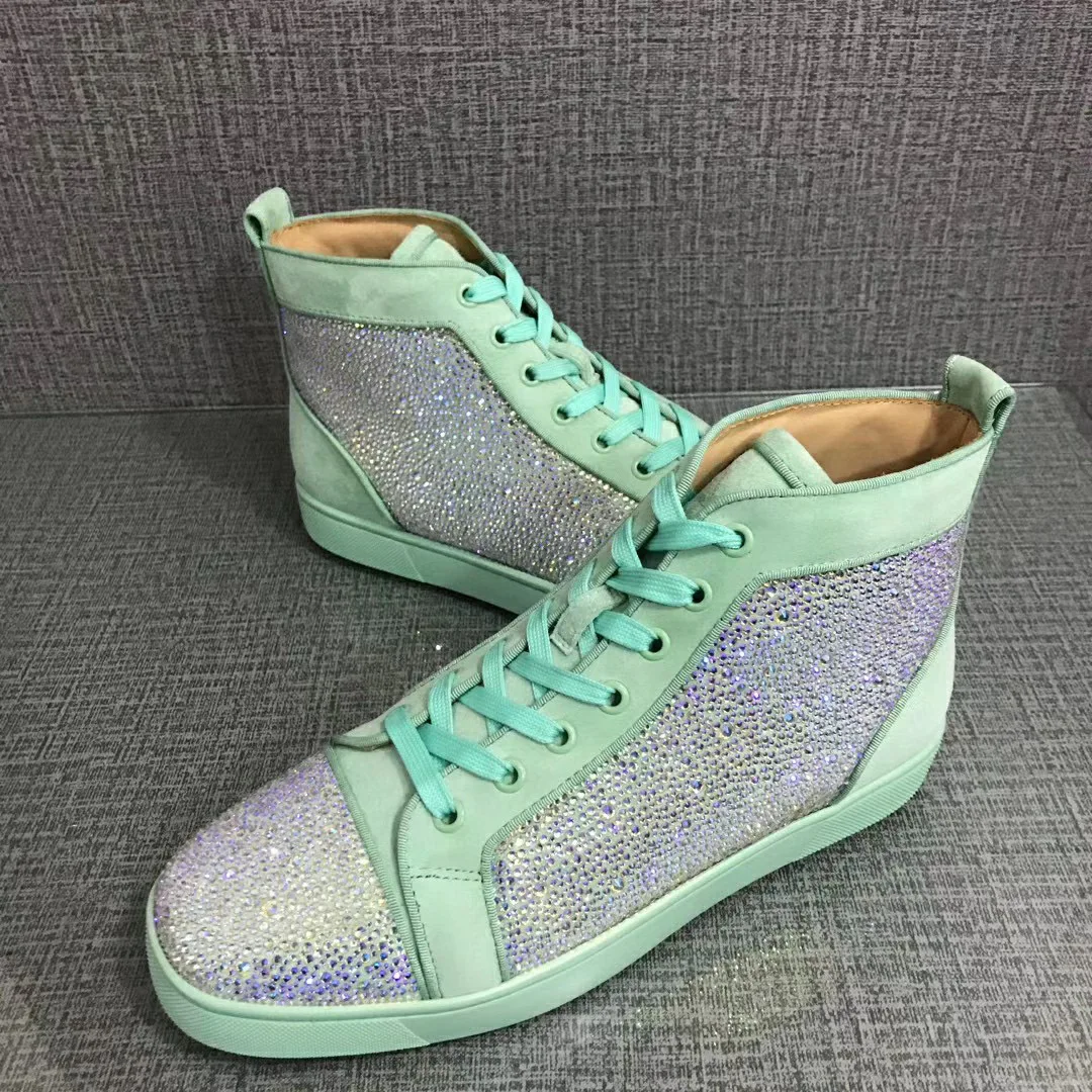 Designer Couple High Top Men's Trainers Driving Spiked Suede Genuine Leather Wedding Crystal No Rivets Flats Sneakers Shoes
Designer Couple High Top Men's Trainers Driving Spiked Suede Genuine Leather Wedding Crystal No Rivets Flats Sneakers Shoes