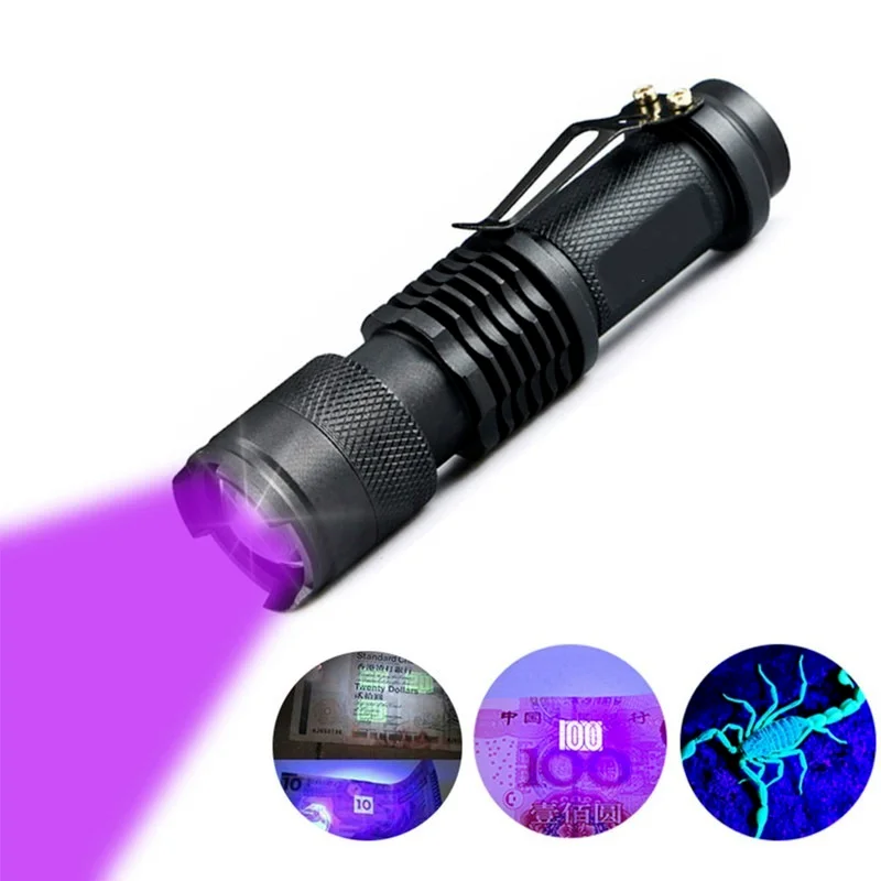 Purple Light 365/395 Nm UV Flashlight Handheld Portable Ultraviolet Detector Fluorescent Agent Detection Purple Lamp Flashlight
Purple Light 365/395 Nm UV Flashlight Handheld Portable Ultraviolet Detector Fluorescent Agent Detection Purple Lamp Flashlight