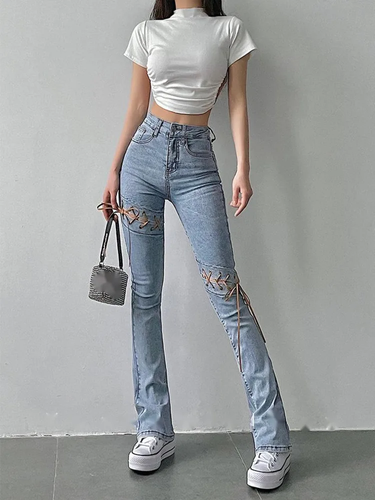 WOMONGAGA Sexy Hot Girls Fashion High Waist Skinny Denim Flared Pants Vintage Tie Stitched Cutout Women's Clothing R2AR
WOMONGAGA Sexy Hot Girls Fashion High Waist Skinny Denim Flared Pants Vintage Tie Stitched Cutout Women's Clothing R2AR