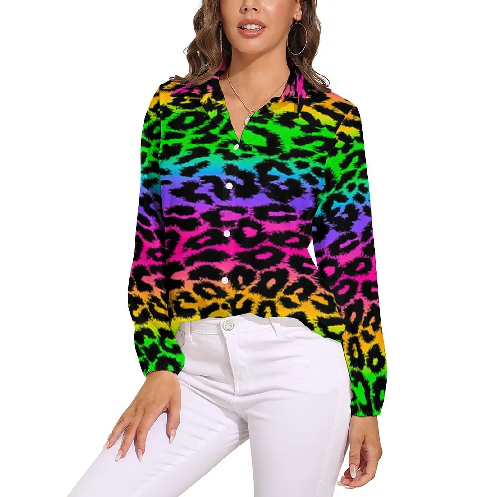 Leopard Rainbow Blouse Funny Aesthetic Print Office Work Pattern Blouses Women Street Style Shirt Long-Sleeve Oversized Top
Leopard Rainbow Blouse Funny Aesthetic Print Office Work Pattern Blouses Women Street Style Shirt Long-Sleeve Oversized Top