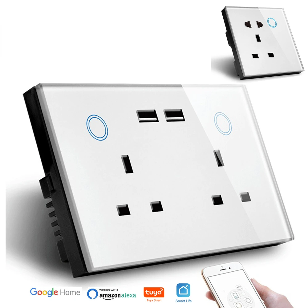 WIFI Smart Tuya USB Wall Socket UK Electrical Plug Outlet 13A Power Touch Switch Wireless Energy Monitoring By Alexa Google Home 
WIFI Smart Tuya USB Wall Socket UK Electrical Plug Outlet 13A Power Touch Switch Wireless Energy Monitoring By Alexa Google Home