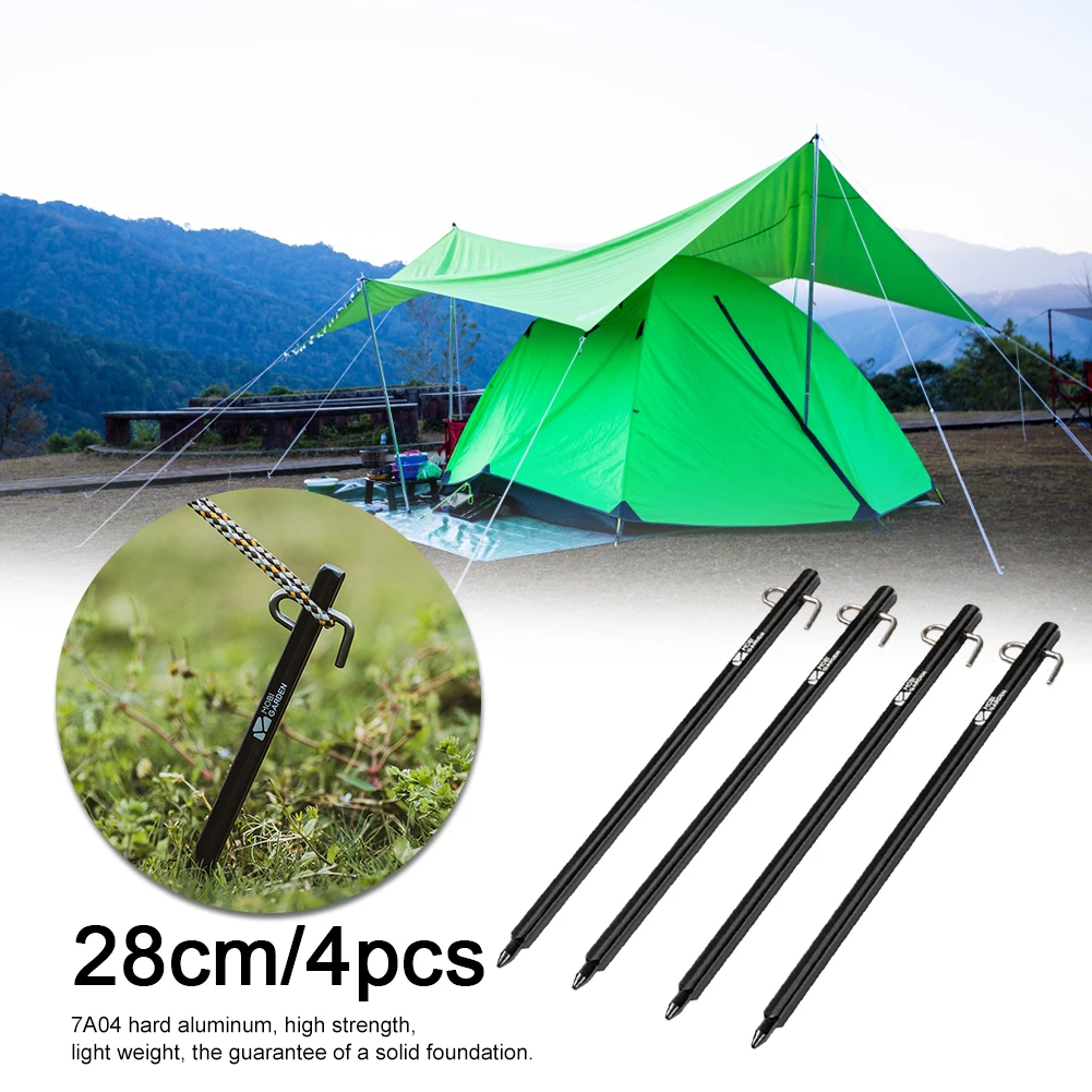Колышки для палатки из алюминиевого сплава с крючками, 4 шт./комплект, 28 см 
Колышки для палатки из алюминиевого сплава с крючками, 4 шт./комплект, 28 см