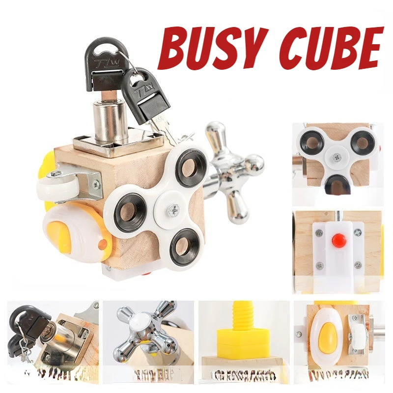 Kids Busy Cube Wooden Busy Block Montessori Educational Toys Hands-on Grasping Ability Training Lock Box Children Early Learning
Kids Busy Cube Wooden Busy Block Montessori Educational Toys Hands-on Grasping Ability Training Lock Box Children Early Learning