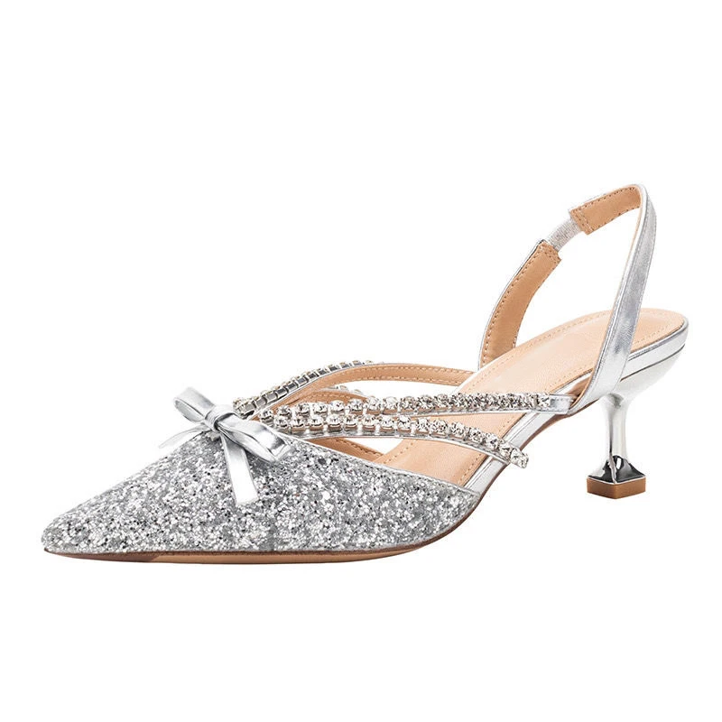 Bowknot Women Silver Slingbacks Pumps Glitter Rhinestone Gladiator Sandals Pointed Toe Kitten Heels Wedding Prom Party Shoes
Bowknot Women Silver Slingbacks Pumps Glitter Rhinestone Gladiator Sandals Pointed Toe Kitten Heels Wedding Prom Party Shoes