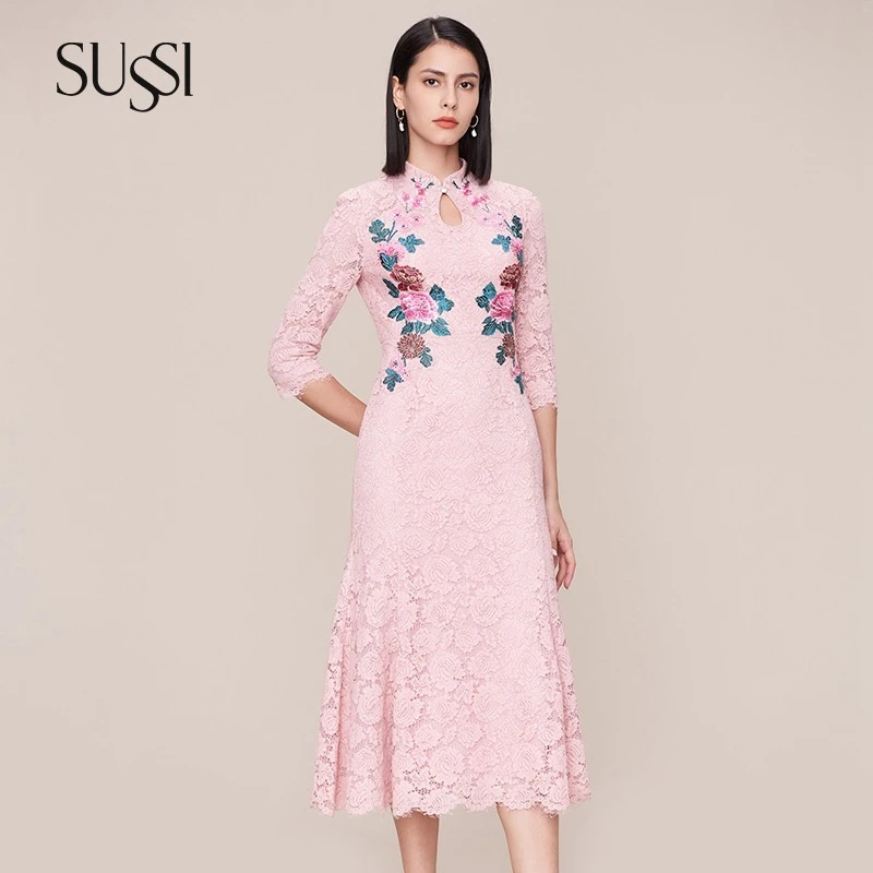 Shop With Very Beautiful Fashion Pink Cheongsam Collar Embroidery Lace Spring and Autumn Dress
Shop With Very Beautiful Fashion Pink Cheongsam Collar Embroidery Lace Spring and Autumn Dress