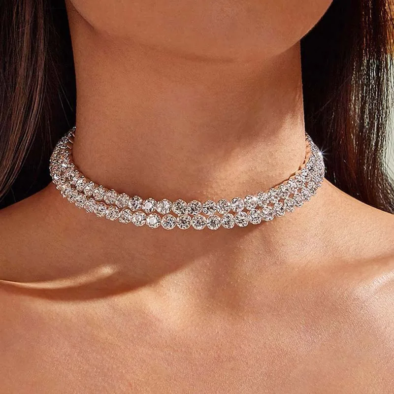 TREAZY New Double-layer Rhinestone Choker Necklace Round Flower Crystal Ins Trendy Neck Jewelry Statement Bridal Wedding Collar
TREAZY New Double-layer Rhinestone Choker Necklace Round Flower Crystal Ins Trendy Neck Jewelry Statement Bridal Wedding Collar