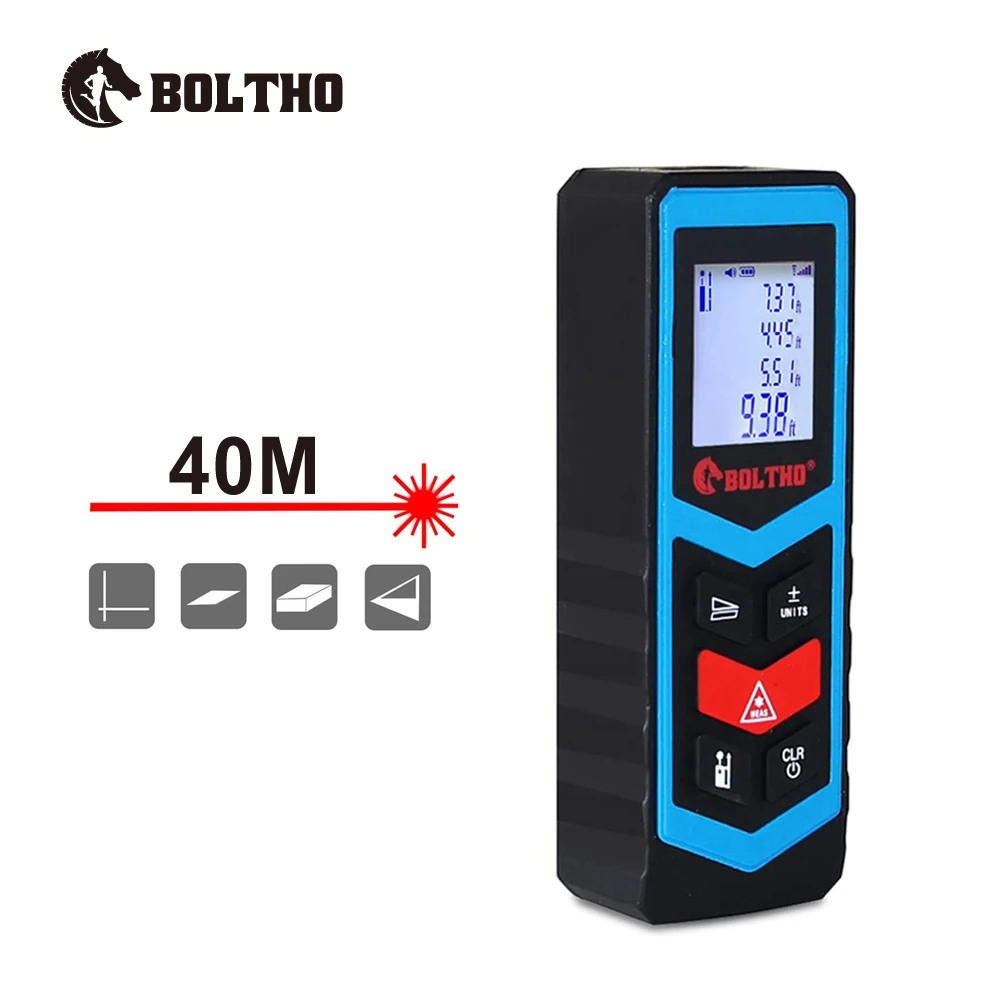 BOLTHO Laser Measure 40M/131Ft Laser Distance Meter, Portable High Precision, Measure Distance, Area and Volume, Pythagorean
BOLTHO Laser Measure 40M/131Ft Laser Distance Meter, Portable High Precision, Measure Distance, Area and Volume, Pythagorean