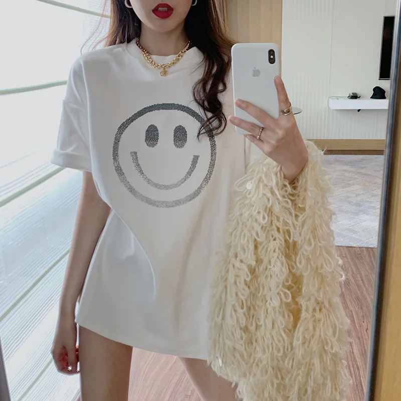 Large Size T Shirt Summer Clothes for Women Short Sleeve Tees Korean Fashion Tshirts White Cute Tops Roupas Femininas Ropa Mujer
Large Size T Shirt Summer Clothes for Women Short Sleeve Tees Korean Fashion Tshirts White Cute Tops Roupas Femininas Ropa Mujer