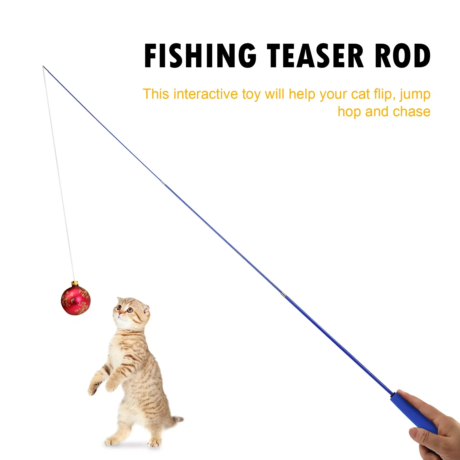 

JMT Cat Teaser Wands Interactive Retractable Fishing Pole Wand Cat Catcher Teaser Stick Rod Toy for Kitten Training Exercising