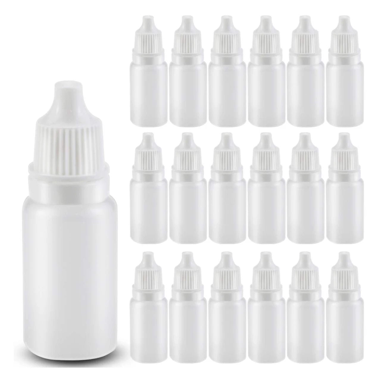 

50pcs Pack 10ml Plastic Dropper Bottle, Small Mouth Drop Bottles Empty Squeezable Eye Liquid Oil Containers, Free 10 Funnels