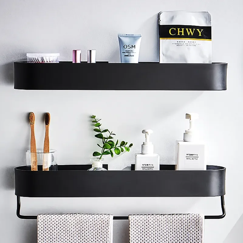 NEW2023 Bathroom Shelf Rack Wall Mounted Shelves Bath Towel Holder Black Shower Storage Basket Kitchen Organizer Bathroom Access 
NEW2023 Bathroom Shelf Rack Wall Mounted Shelves Bath Towel Holder Black Shower Storage Basket Kitchen Organizer Bathroom Access