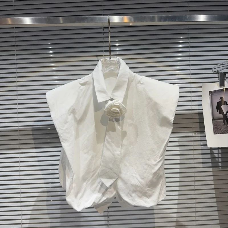 BORVEMAYS White Elegant Shirt Temperament Lapel Sleeveless 3D Flower Solid Color 2023 Summer New Blouses WZ3465
BORVEMAYS White Elegant Shirt Temperament Lapel Sleeveless 3D Flower Solid Color 2023 Summer New Blouses WZ3465
