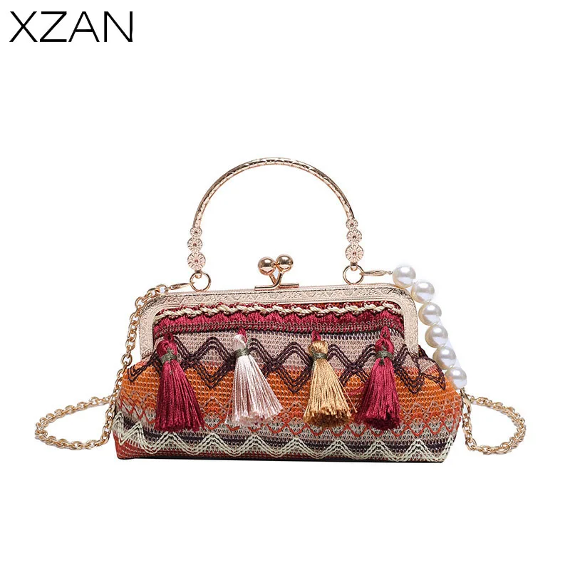 Tassel Personality Straw Dinner Bag Fashion National Style Chain Bags New Pearl Chain Crossbody Female Bags Fashion Trendy
Tassel Personality Straw Dinner Bag Fashion National Style Chain Bags New Pearl Chain Crossbody Female Bags Fashion Trendy
