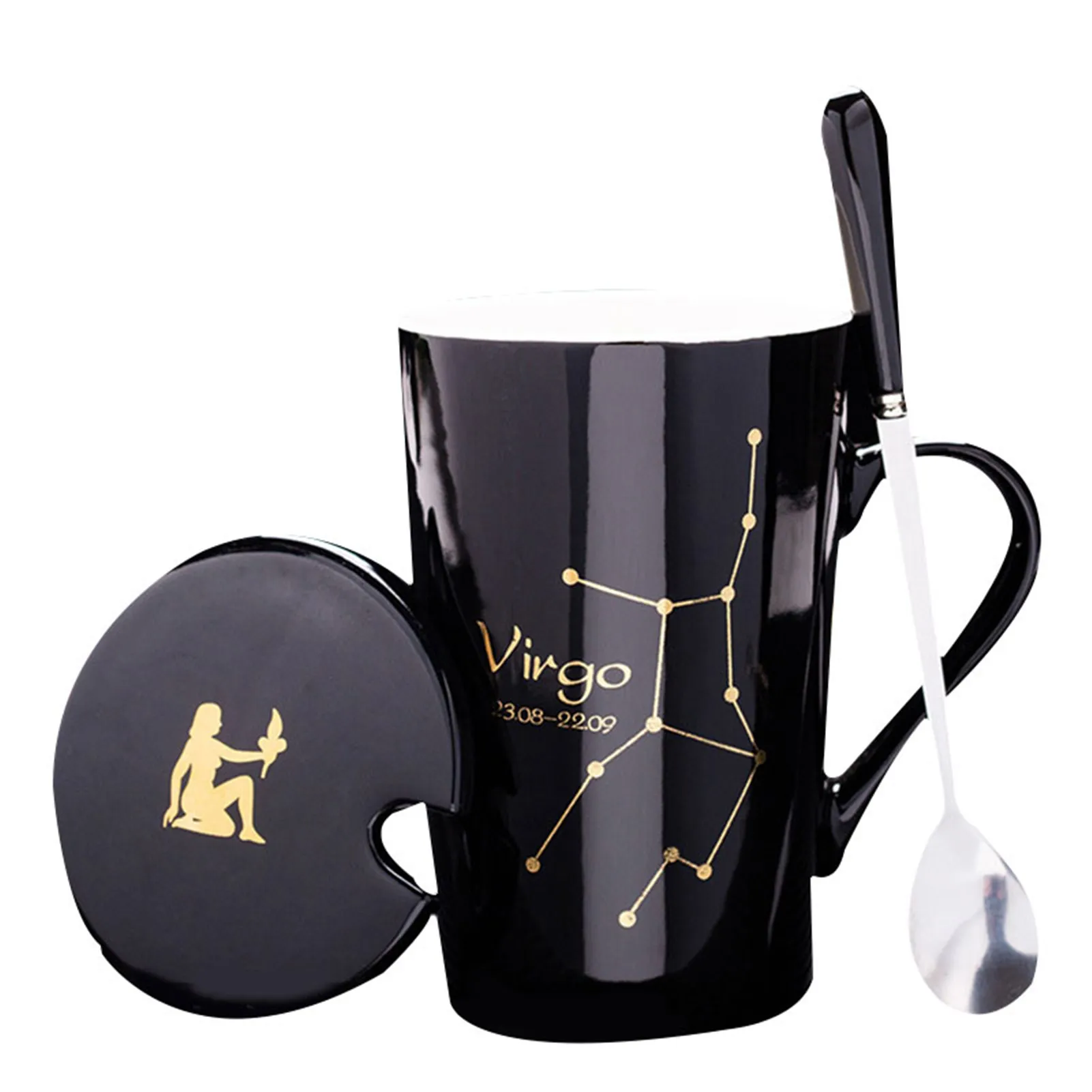 Contellation Ceramic Mug with Lid Spoon Coffee Cup 12 Astrological Signs Black Unique Gift
Contellation Ceramic Mug with Lid Spoon Coffee Cup 12 Astrological Signs Black Unique Gift