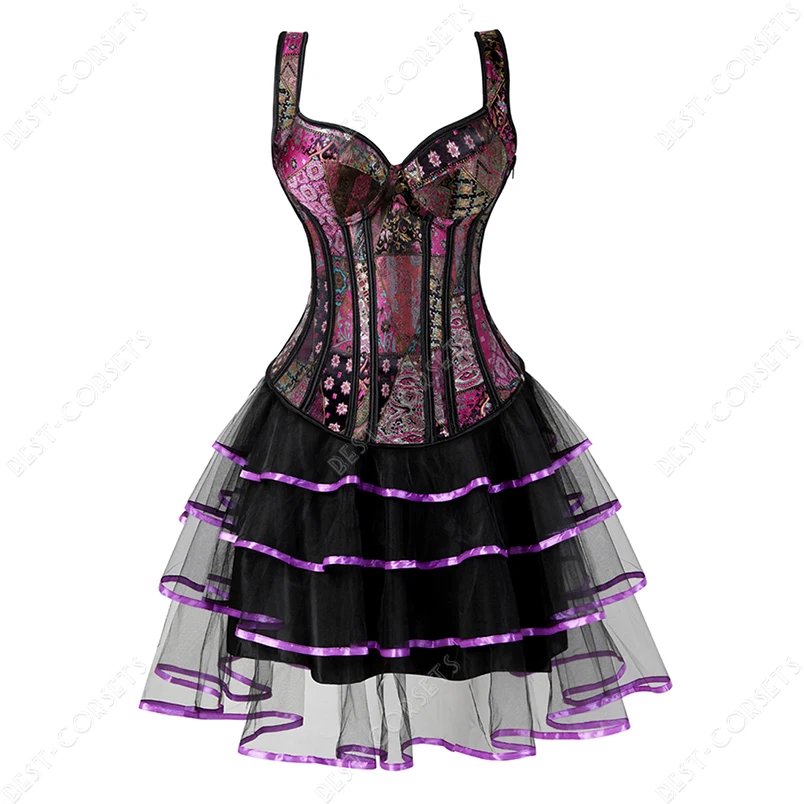 Victorian Corset Dress Purple Corset With Straps Burlesque Dancer Costume Floral Side Zipper Steampunk Corset Vest Top
Victorian Corset Dress Purple Corset With Straps Burlesque Dancer Costume Floral Side Zipper Steampunk Corset Vest Top