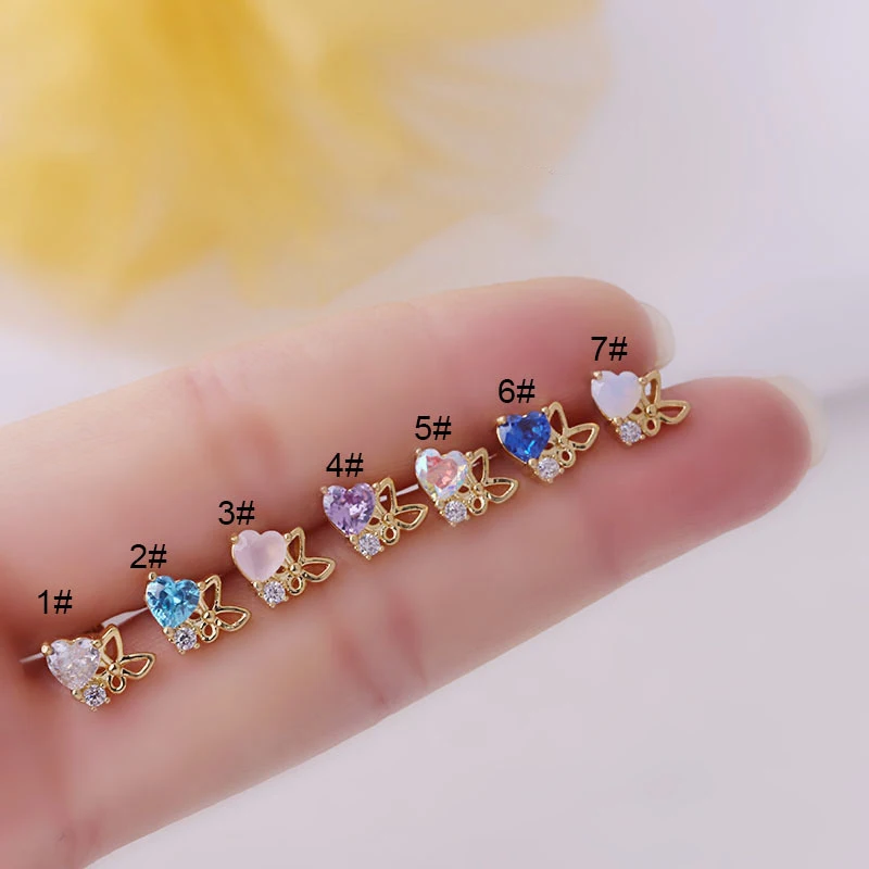 1Pc Fashion Stainless Steel Helix Stud Earrings Butterfly Heart Zircon Cz Little Cartilage Rook Snug Conch Ear Piercing Earring
1Pc Fashion Stainless Steel Helix Stud Earrings Butterfly Heart Zircon Cz Little Cartilage Rook Snug Conch Ear Piercing Earring