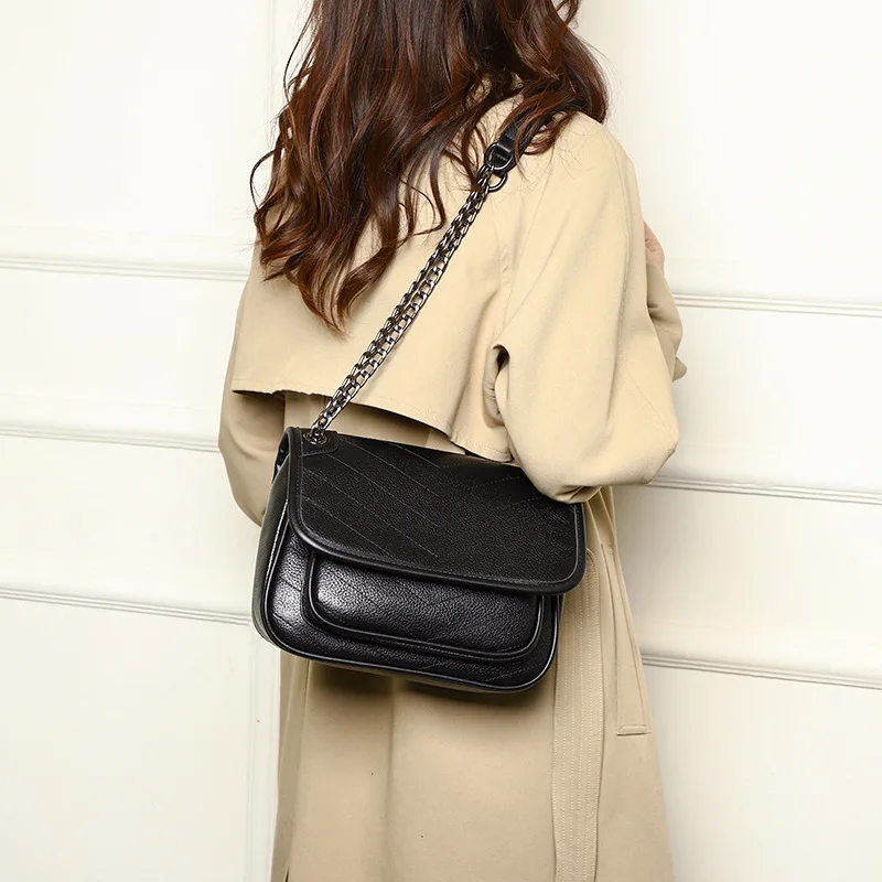 Fashion Trend Designer Handbags Women'S Genuine Leather Flap Casual Vintage Chain Shoulder Bags For Ladies Black Messenger Bag
Fashion Trend Designer Handbags Women'S Genuine Leather Flap Casual Vintage Chain Shoulder Bags For Ladies Black Messenger Bag
