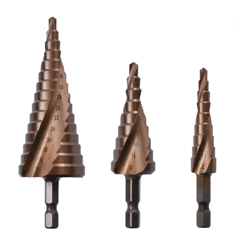 HSS Drill Bits 4-12mm 4-20mm 4-32mm Titanium Cobalt Step Drill Bit Set Hex Spiral Grooved Wood Metalworking Hole Cutter Tools
HSS Drill Bits 4-12mm 4-20mm 4-32mm Titanium Cobalt Step Drill Bit Set Hex Spiral Grooved Wood Metalworking Hole Cutter Tools