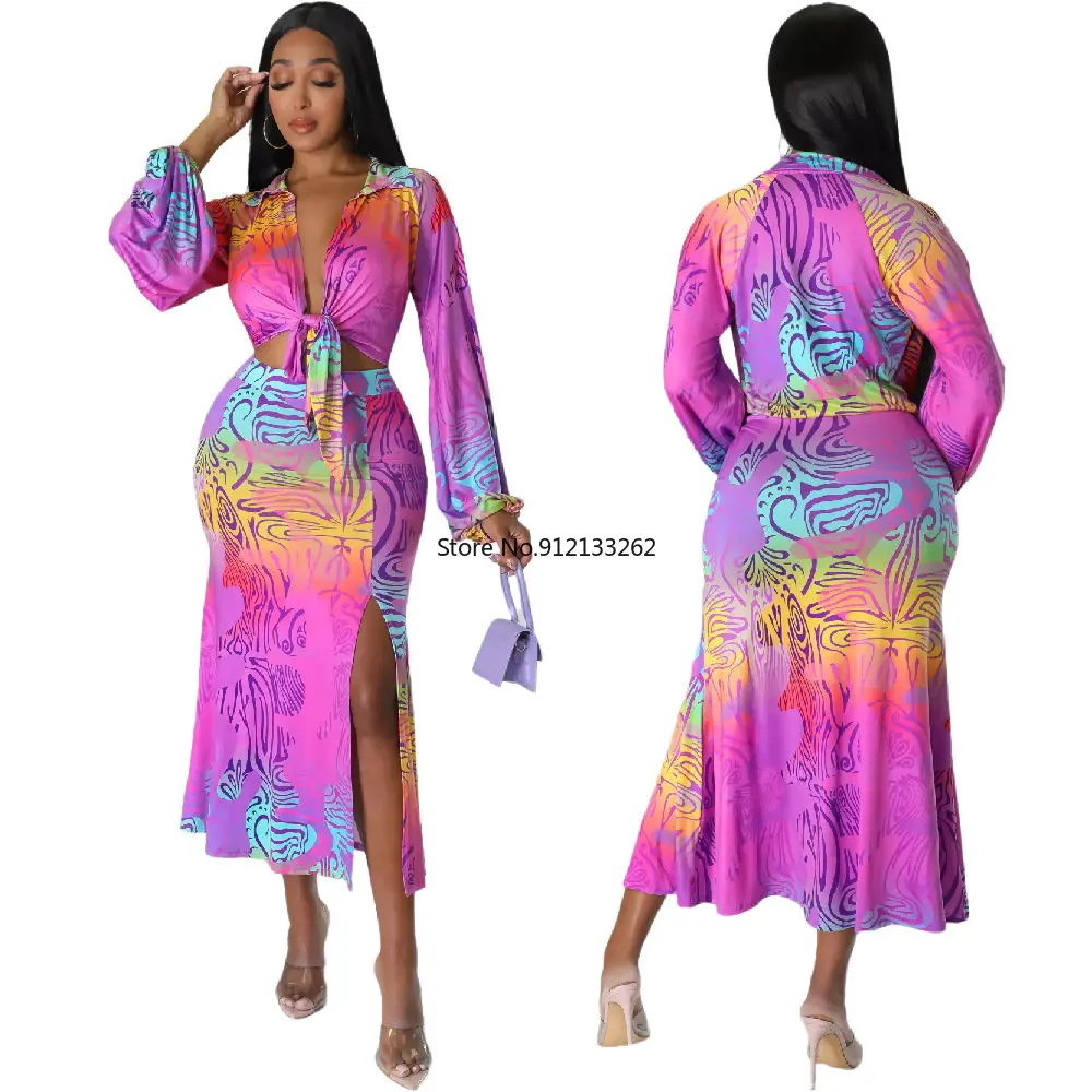 African Suit Two Pieces Sets Top and Skirt Autumn African Women Long Sleeve V-neck Polyester Printing Suit African Clothes
African Suit Two Pieces Sets Top and Skirt Autumn African Women Long Sleeve V-neck Polyester Printing Suit African Clothes
