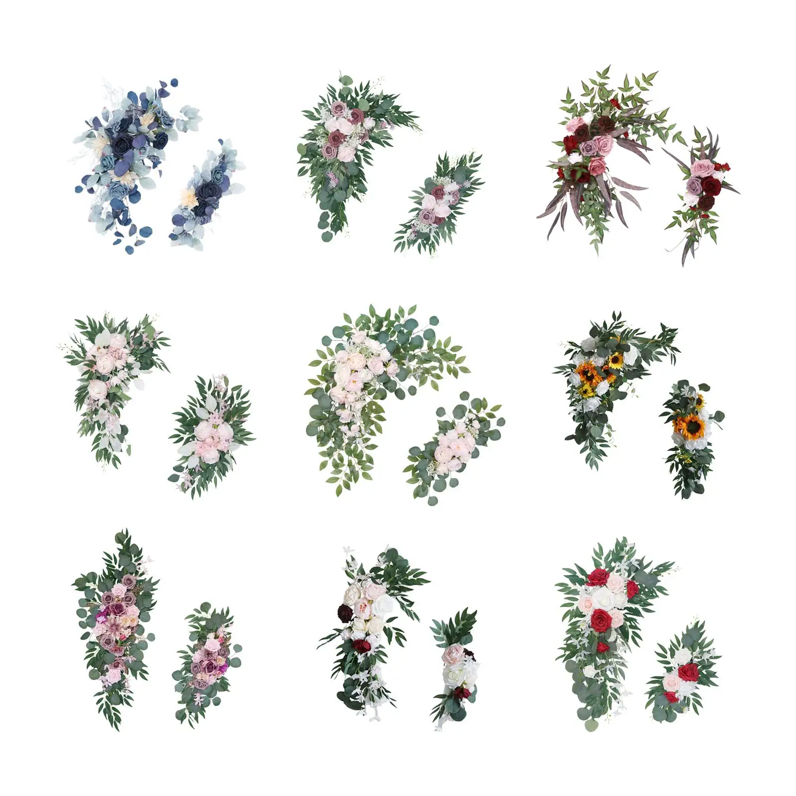 2 Pieces Flower Swag Arch Floral Arrangement for Welcome Sign Arrangement Holiday Decor
2 Pieces Flower Swag Arch Floral Arrangement for Welcome Sign Arrangement Holiday Decor