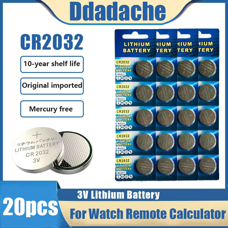 20PCS CR2032 3V Lithium Button Cell Battery for Watch Toys Computer Calculator Control Electronic Desk Calendar
20PCS CR2032 3V Lithium Button Cell Battery for Watch Toys Computer Calculator Control Electronic Desk Calendar
