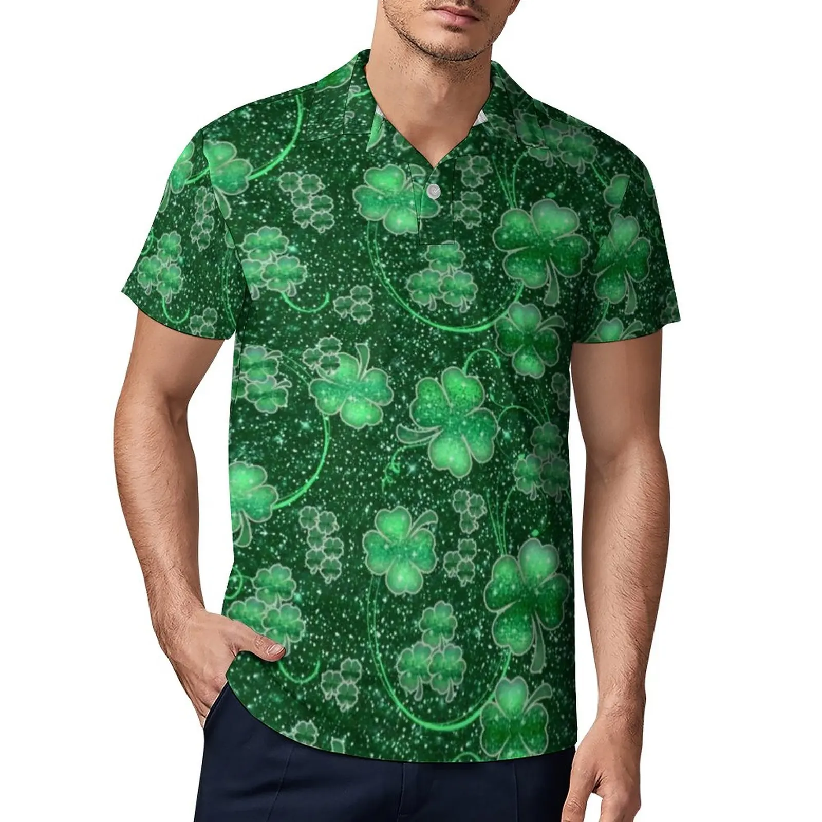 Блестящая рубашка поло Shamrocks, Повседневная рубашка для дня счастливых трюков, летние Забавные футболки, мужские большие рубашки поло с коро... 
Блестящая рубашка поло Shamrocks, Повседневная рубашка для дня счастливых трюков, летние Забавные футболки, мужские большие рубашки поло с коро...