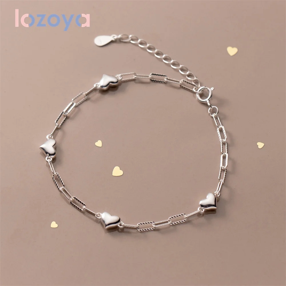 Женский браслет из серебра 925 пробы, с подвеской в виде сердца 
Женский браслет из серебра 925 пробы, с подвеской в виде сердца