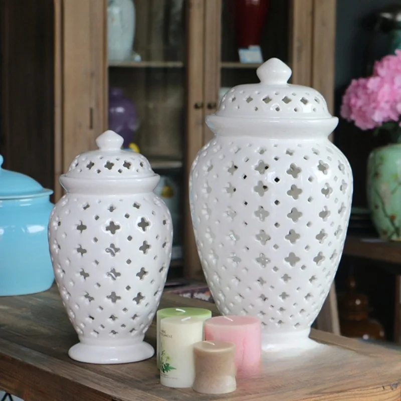 Chinese White Color Cutout Porcelain Ceramic Temple Jar Ginger Jars Kitchen Storage Organization
Chinese White Color Cutout Porcelain Ceramic Temple Jar Ginger Jars Kitchen Storage Organization