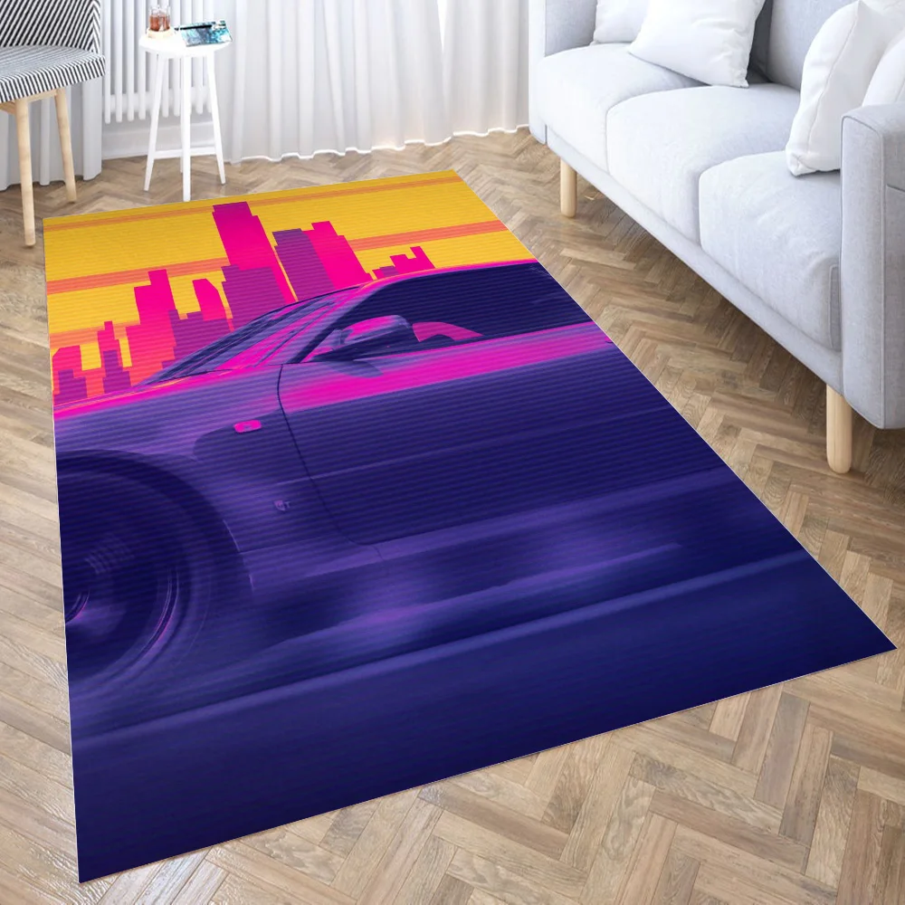 

SKYLINE GTR OUTRUN 2 3D Carpet Living Room Kitchen Entrance Door Mat Anti-slip Floor Rug Bathroom Area Hallway Mats