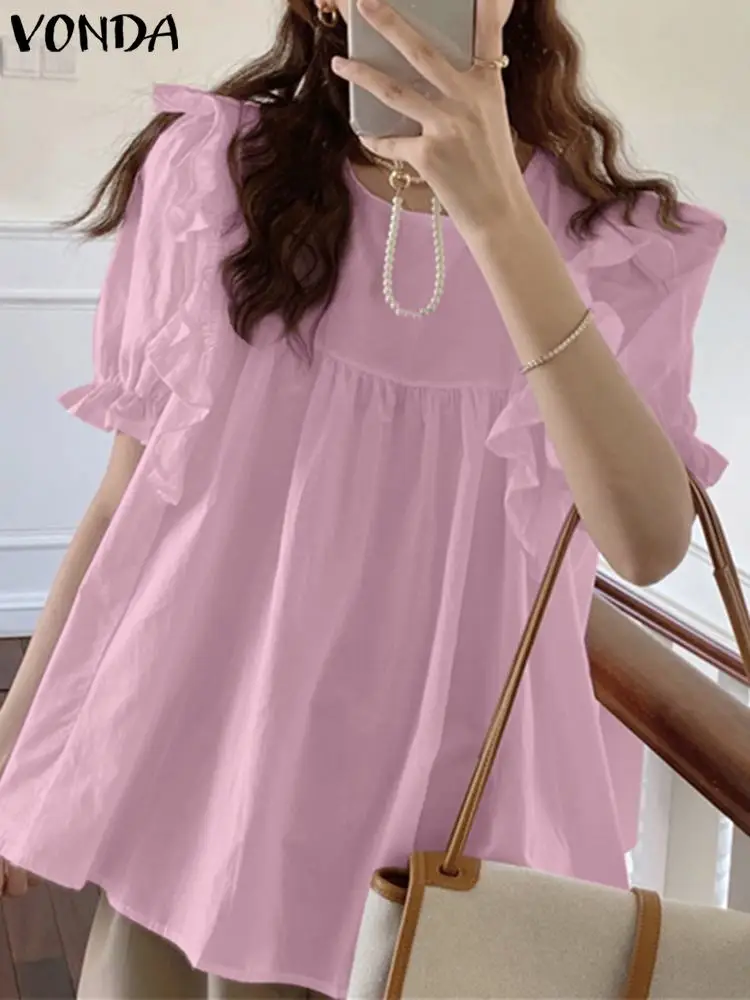 VONDA 2022 Summer Women Fashion Blouse Short Sleeve Square Collar Pleated Tops Femme Casual Ruffled Blouse Blusas Feminina Tunic
VONDA 2022 Summer Women Fashion Blouse Short Sleeve Square Collar Pleated Tops Femme Casual Ruffled Blouse Blusas Feminina Tunic