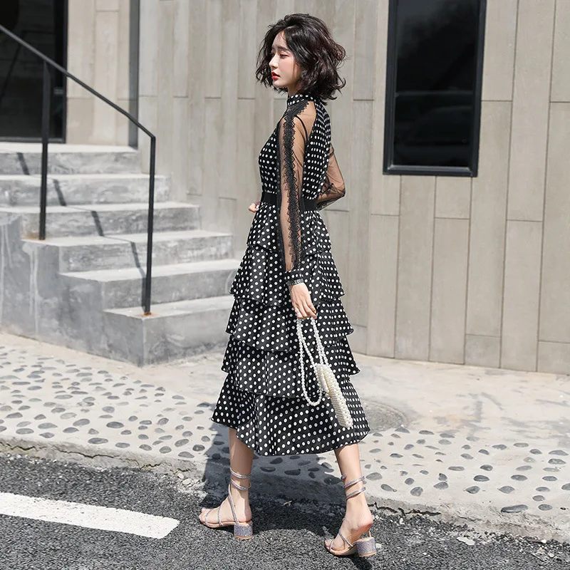 Fashion new chiffon dress transparent long-sleeved polka dot dress ladies elegant temperament long dress
Fashion new chiffon dress transparent long-sleeved polka dot dress ladies elegant temperament long dress