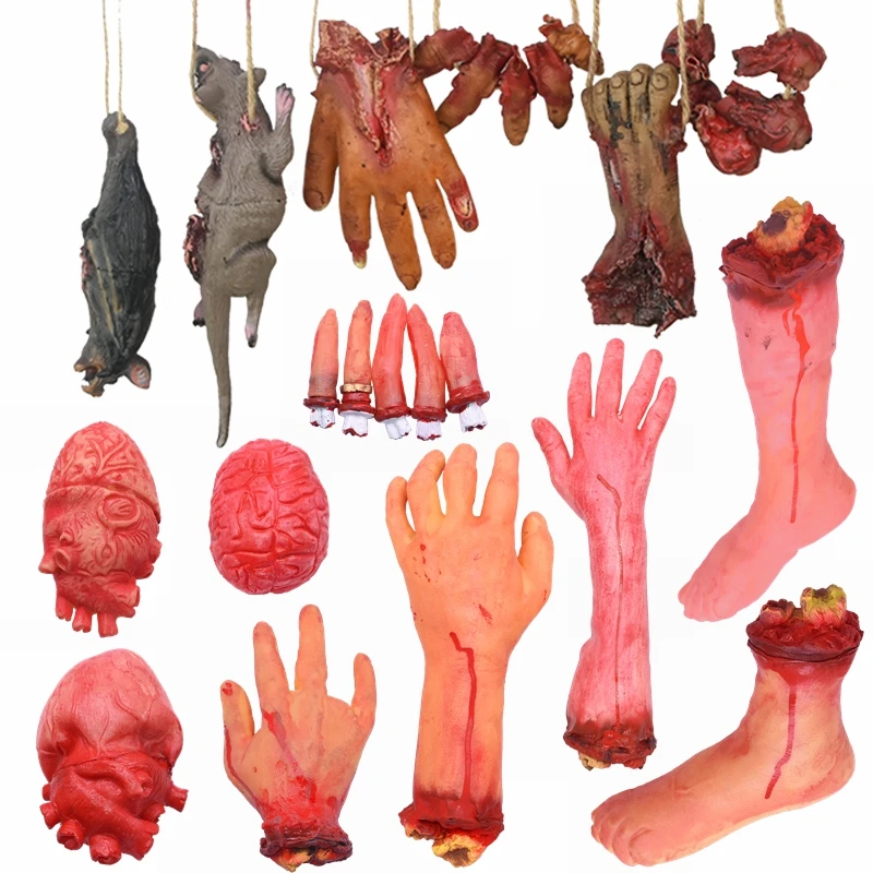 Horror Halloween Decoration Props Fake Arm Hand Feet Dead Mouse Bat Ornament Halloween Party Haunted House Home Bar Scary Decor
Horror Halloween Decoration Props Fake Arm Hand Feet Dead Mouse Bat Ornament Halloween Party Haunted House Home Bar Scary Decor