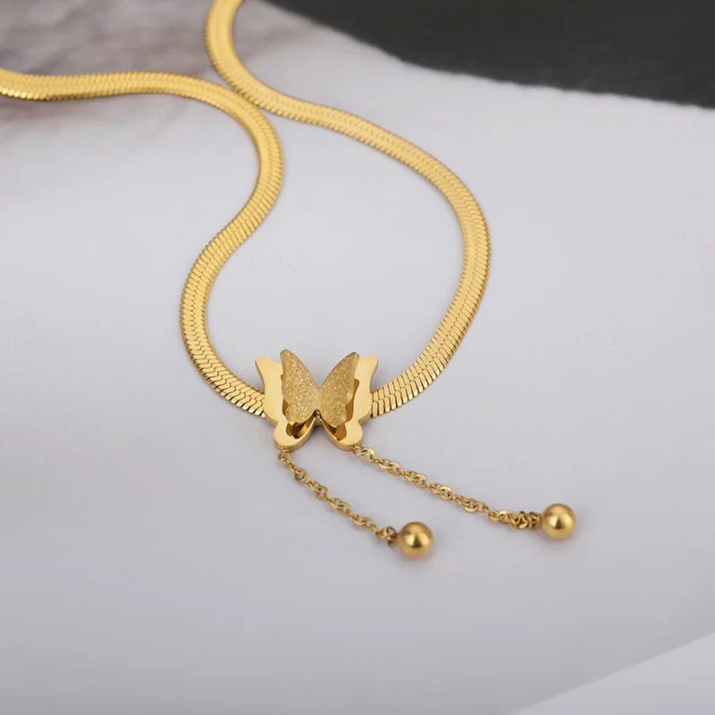 New Fashion Butterfly Choker Necklace For Women Gold Stainless Steel Snake Chains Necklace Blade Aesthetic Charms Women jewelry
New Fashion Butterfly Choker Necklace For Women Gold Stainless Steel Snake Chains Necklace Blade Aesthetic Charms Women jewelry