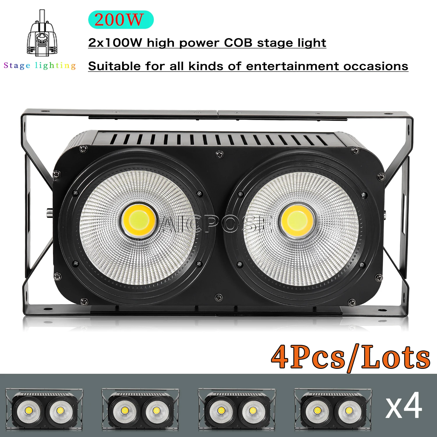 4Pcs/Lots 200W COB 2 Eyes 2x100W Audience Light Cool White/Warm White Stage Light DMX Stage Light Effects DJ Disco Equipment
4Pcs/Lots 200W COB 2 Eyes 2x100W Audience Light Cool White/Warm White Stage Light DMX Stage Light Effects DJ Disco Equipment