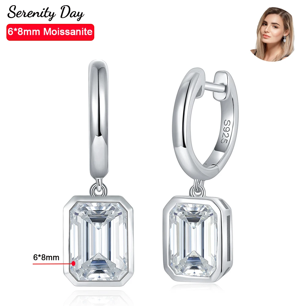 Serenity Day 4cttw Real D Color 6*8mm 2ct Emerald Cutting Moissanite Hoop Earrings For Women S925 Sterling Silver Stud Jewelry
Serenity Day 4cttw Real D Color 6*8mm 2ct Emerald Cutting Moissanite Hoop Earrings For Women S925 Sterling Silver Stud Jewelry
