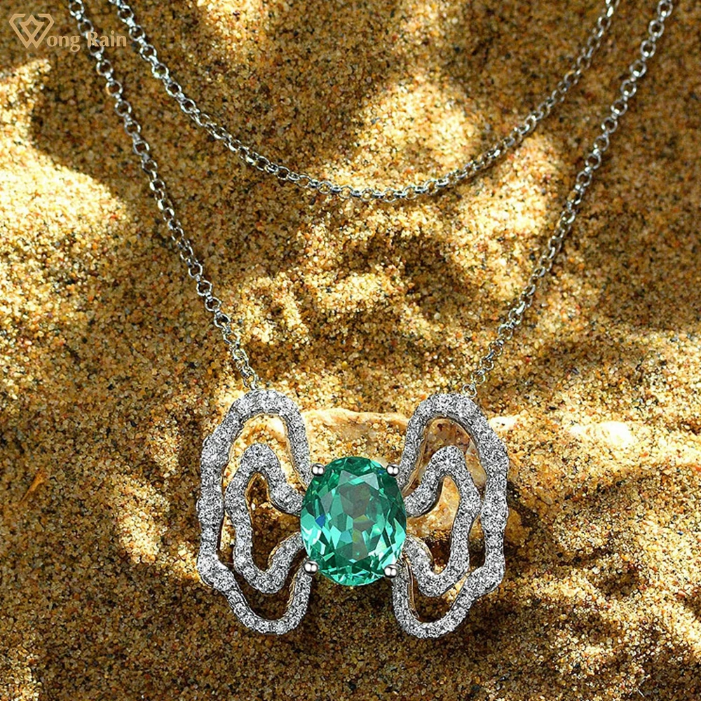 Wong Rain Vintage 100% 925 Sterling Silver Created Moissanite Paraiba Tourmaline Gemstone Pendant Necklace Fine Jewelry Gift
Wong Rain Vintage 100% 925 Sterling Silver Created Moissanite Paraiba Tourmaline Gemstone Pendant Necklace Fine Jewelry Gift