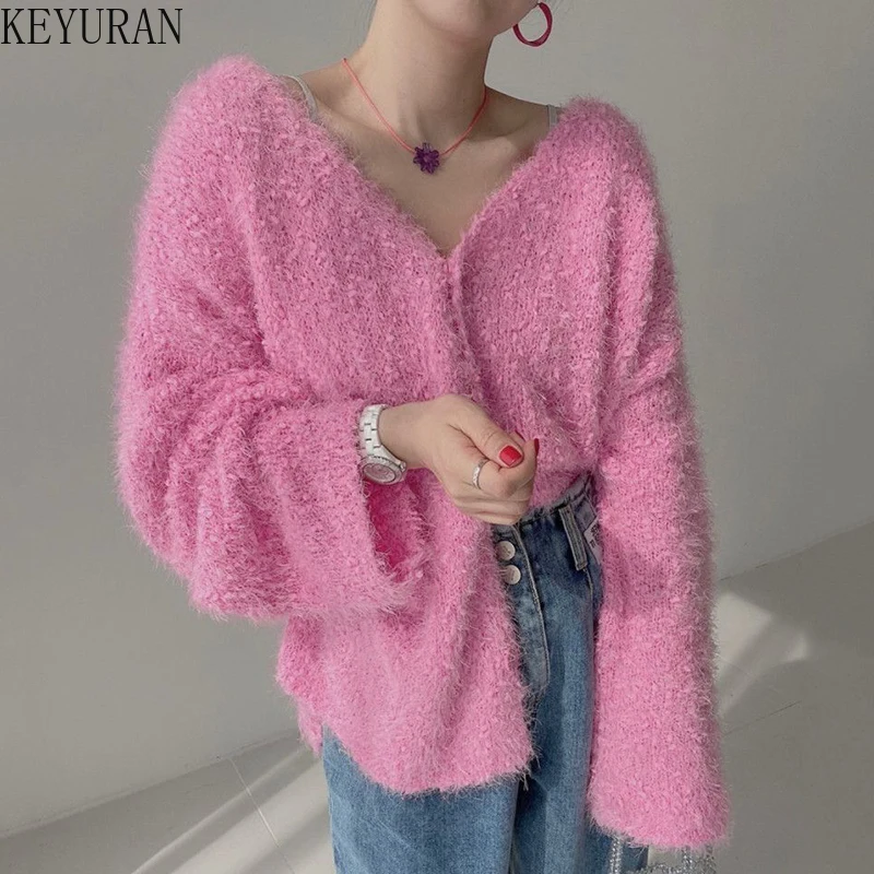 Autumn Winter Oversized Sweater Women Korean Fashion Loose V-neck Long-sleeved Thick Kawaii Sweater Woman Knitted Cardigan Coat
Autumn Winter Oversized Sweater Women Korean Fashion Loose V-neck Long-sleeved Thick Kawaii Sweater Woman Knitted Cardigan Coat
