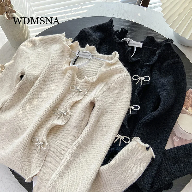 WDMSNA облегающие свитера с бантом и длинным рукавом для женщин, вязаный свитер неправильной формы в виде грибка, Осенний однотонный трикотажн...
WDMSNA облегающие свитера с бантом и длинным рукавом для женщин, вязаный свитер неправильной формы в виде грибка, Осенний однотонный трикотажн...