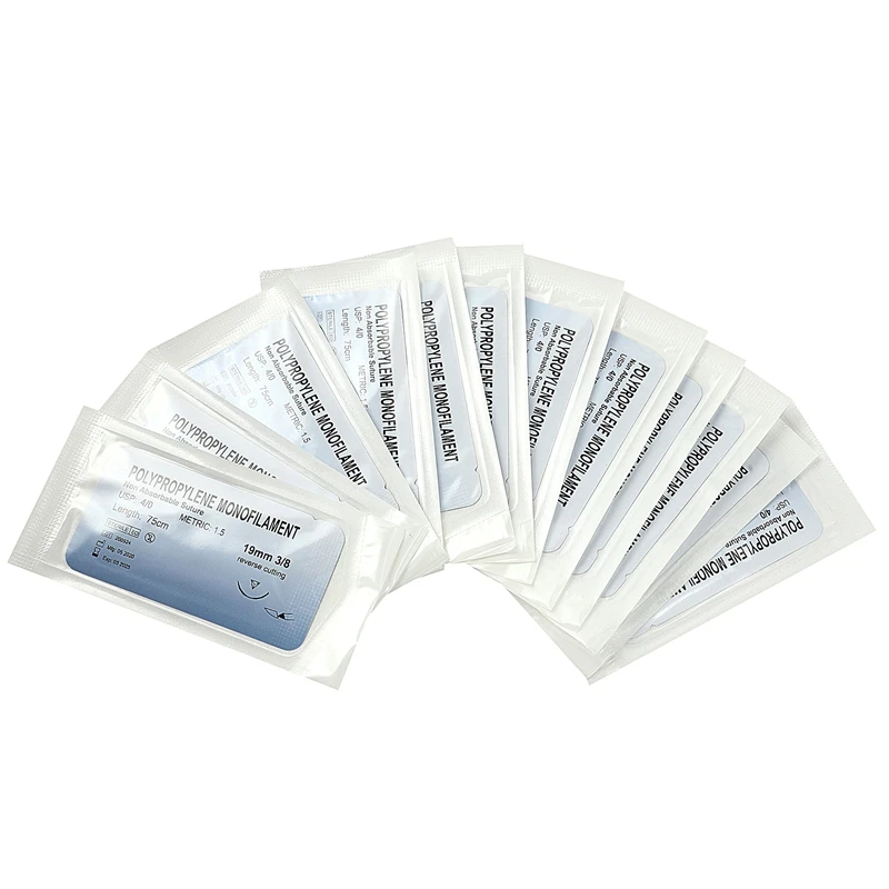 12 шт., полипропиленовые мононити для швов 
12 шт., полипропиленовые мононити для швов