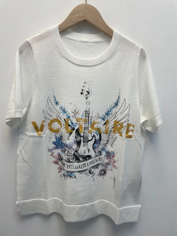 Women T-shirt 2022 Spring and Summer New Printed Short Sleeves Knitted Pullovers
Women T-shirt 2022 Spring and Summer New Printed Short Sleeves Knitted Pullovers