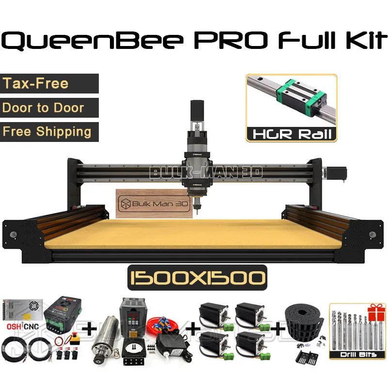 ЧПУ роутер 3D Черный 1515 QueenBee PRO, полный комплект, линейные направляющие, Модернизированный 4-осевой фрезерный гравер
ЧПУ роутер 3D Черный 1515 QueenBee PRO, полный комплект, линейные направляющие, Модернизированный 4-осевой фрезерный гравер
