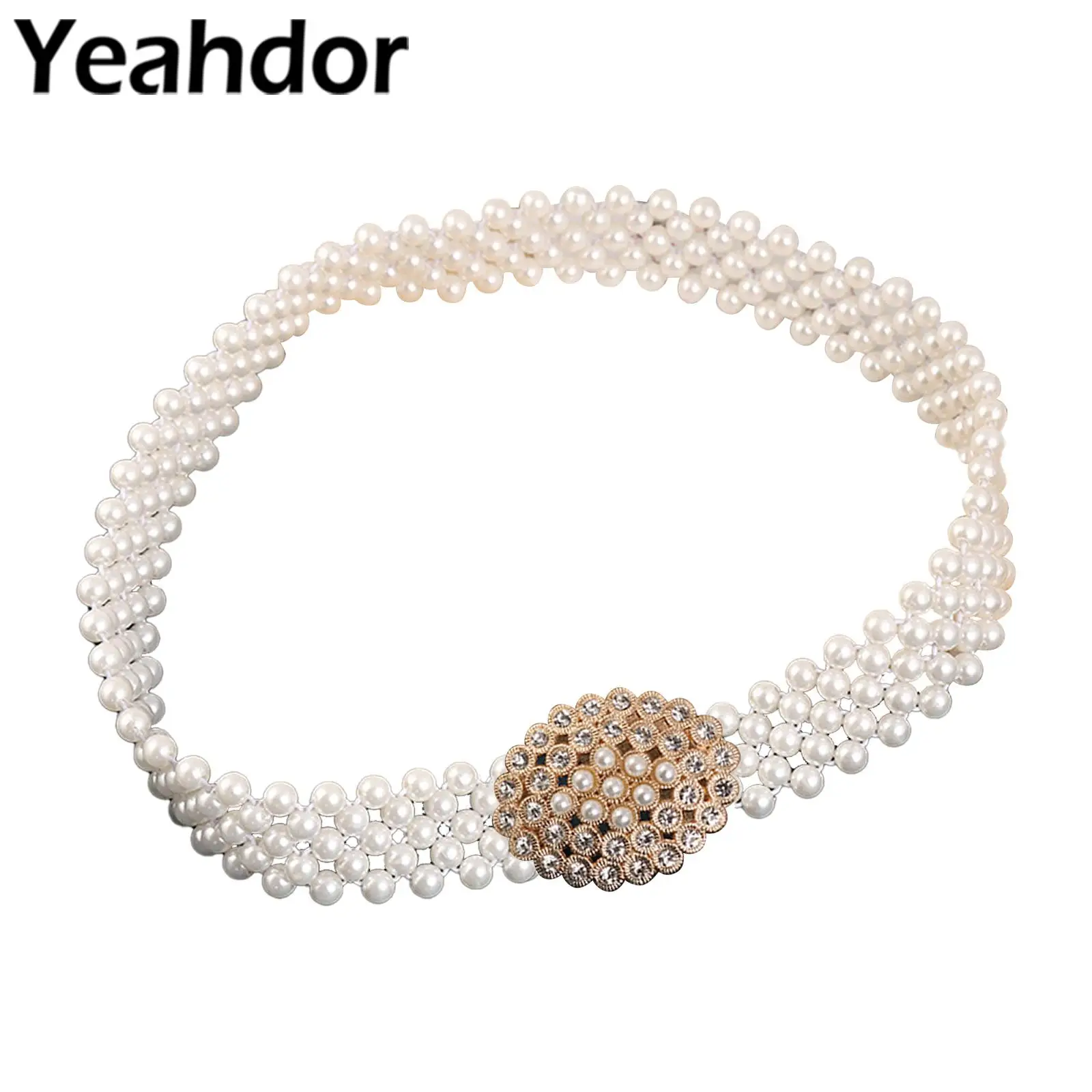 Elegant Elastic Pearl Link Belt Wedding Costume Accessories Rhinestone Interlocking Buckle Waist Belt for Women Dresses Strap
Elegant Elastic Pearl Link Belt Wedding Costume Accessories Rhinestone Interlocking Buckle Waist Belt for Women Dresses Strap
